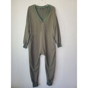 Athina Women's Long Jumpsuit in Olive‎ Green, Size M, Cotton Blend, Stretch